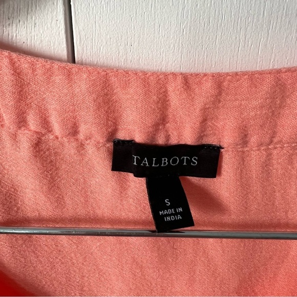 Talbots Gauze Popover Coral Blouse with Short Sleeves Size S - Picture 3 of 6